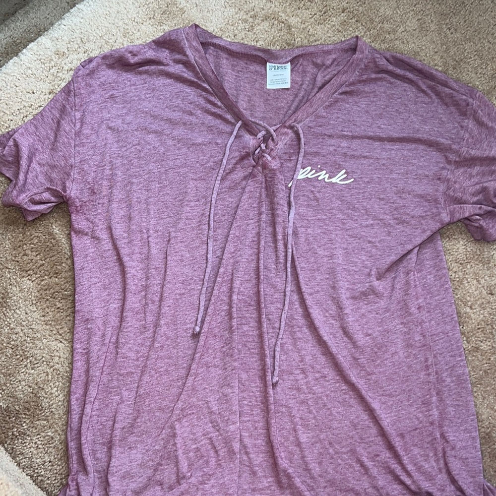 PINK Purple Lace Up Tshirt